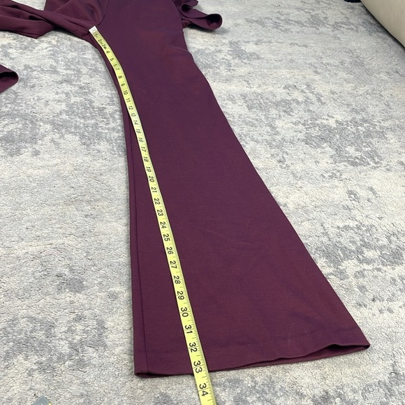 Amanda Uprichard Davina Ruffle Mock Neck Flare Jumpsuit Merlot Burgundy Sz XS - Picture 11 of 12